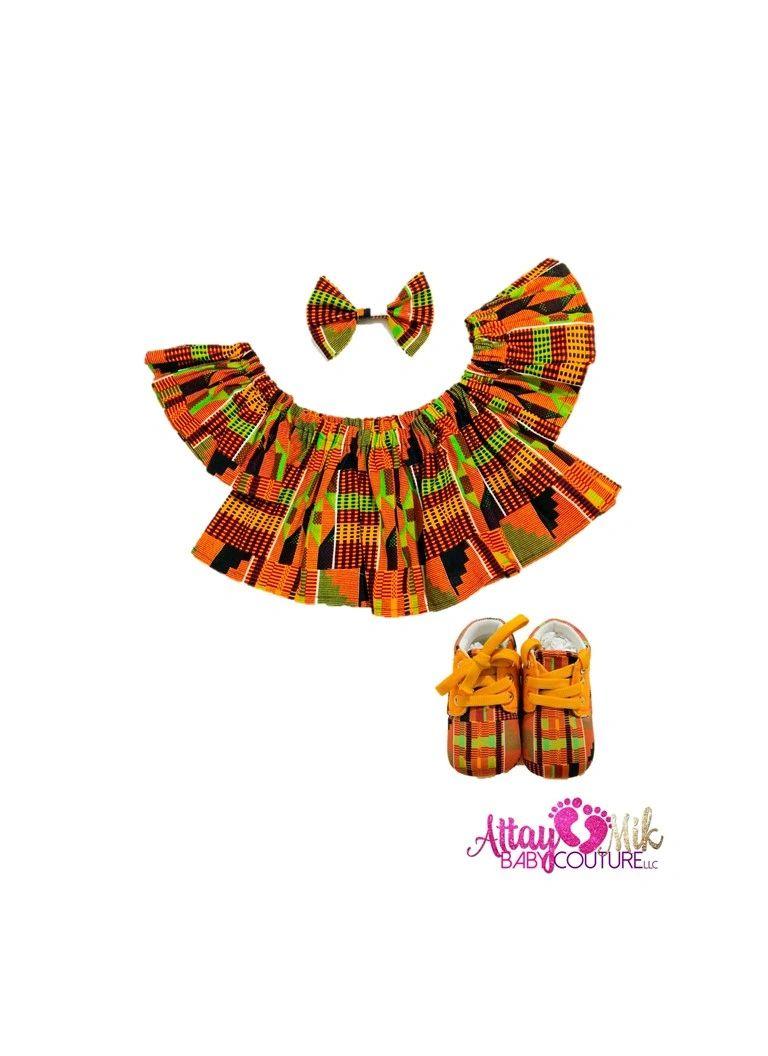 Tinted Kente Top and Shoe Set