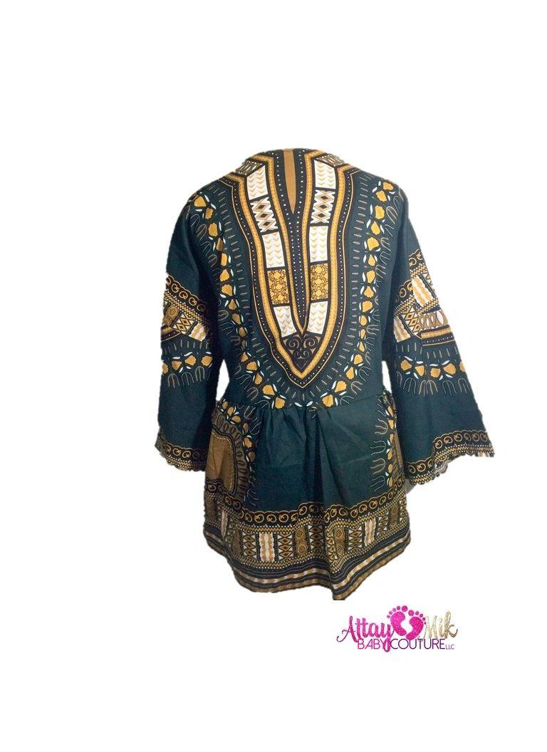 Womens Dashiki Kimono-hunter Green