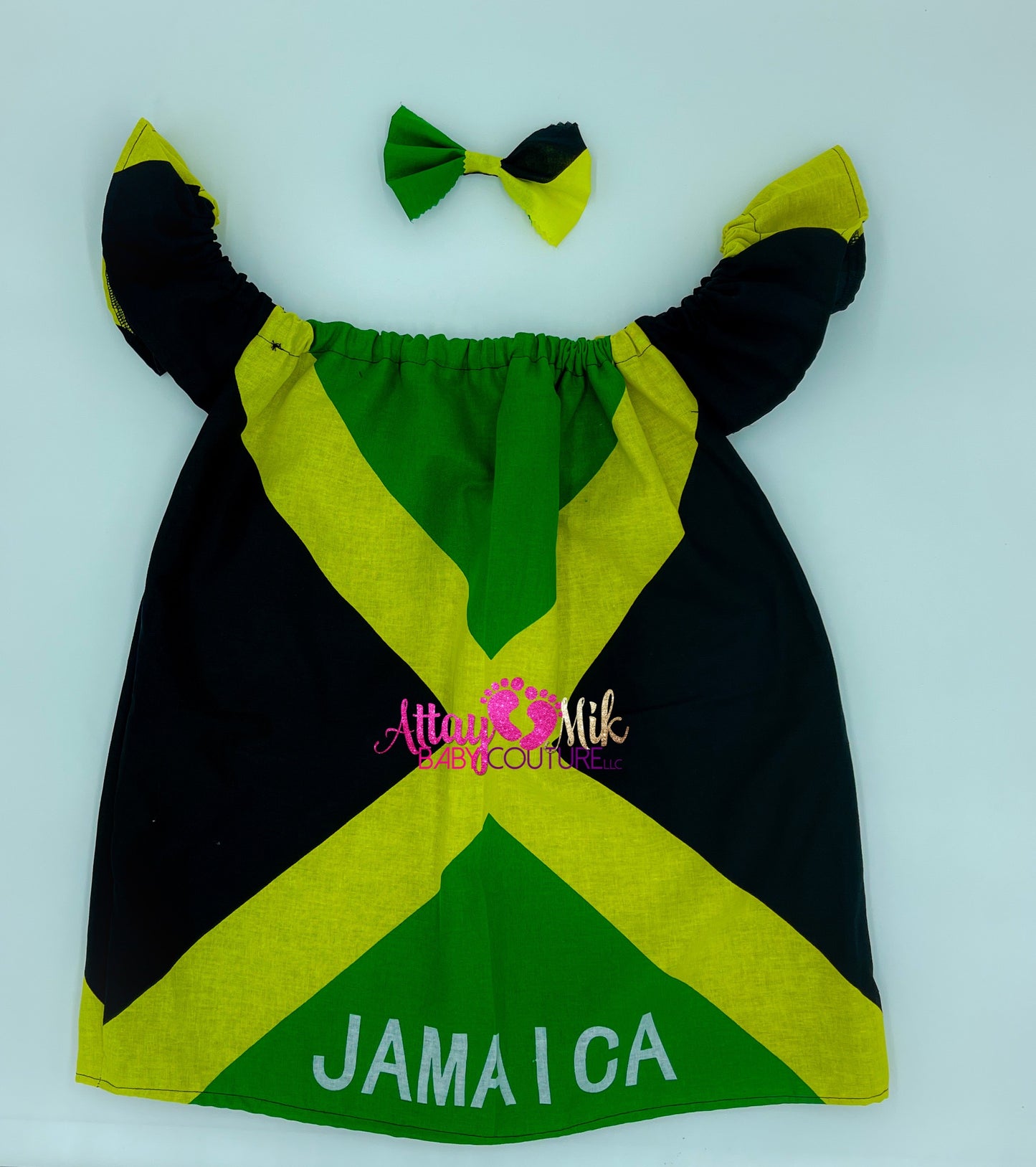 Jamaican Flag Off Shoulder Dress