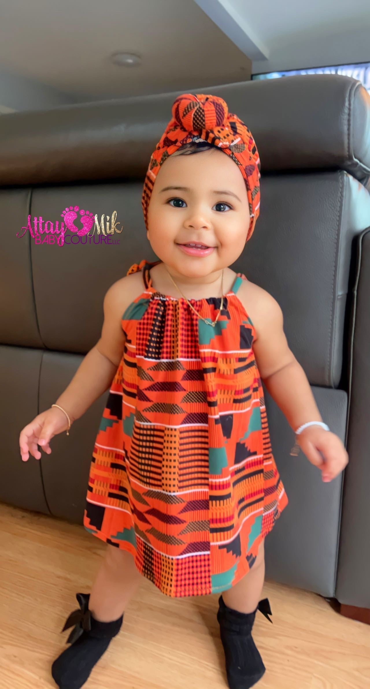 Girls Kente Dress and Turban