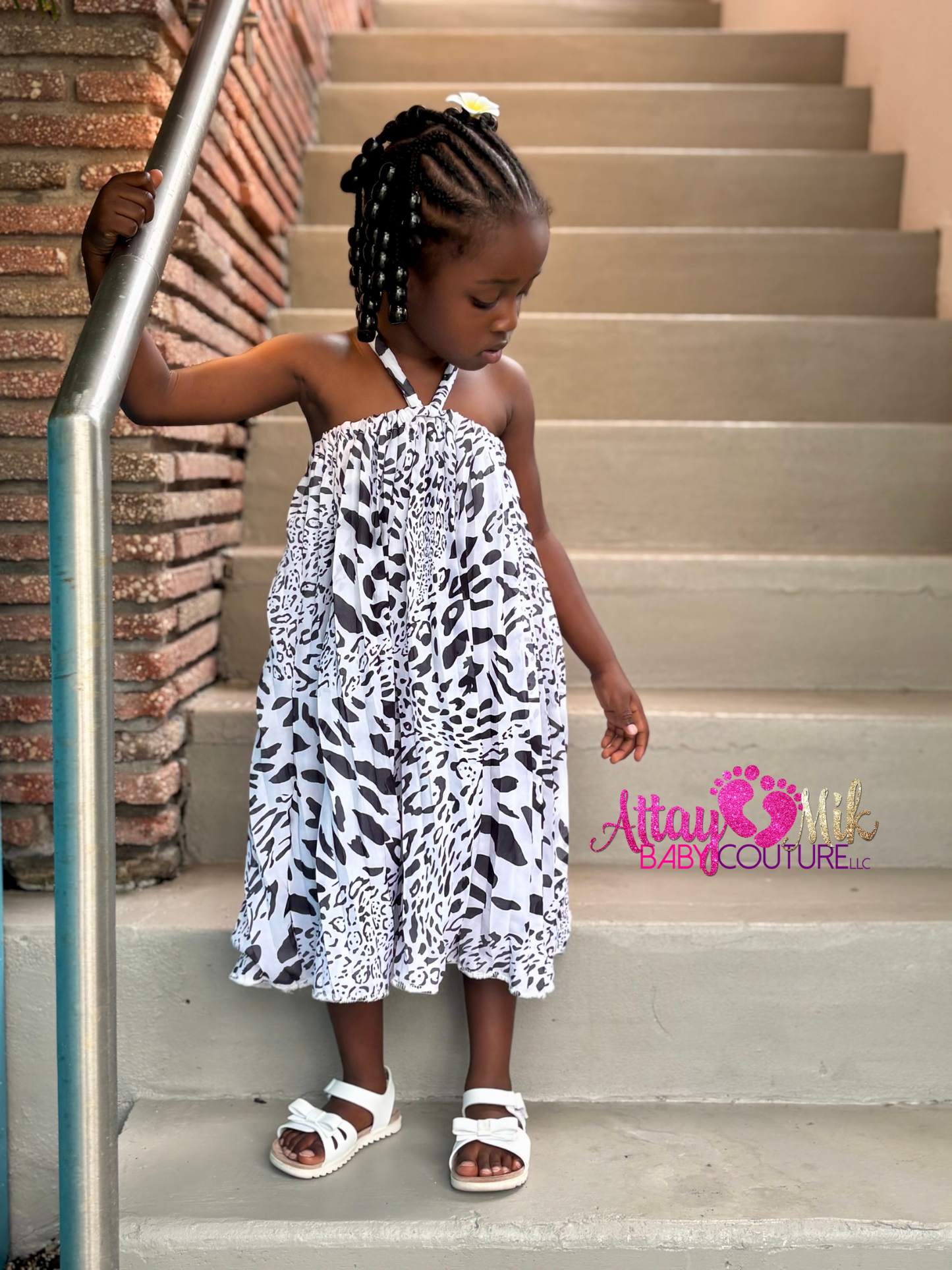 Pleated Print Dress. (Non Cultural)