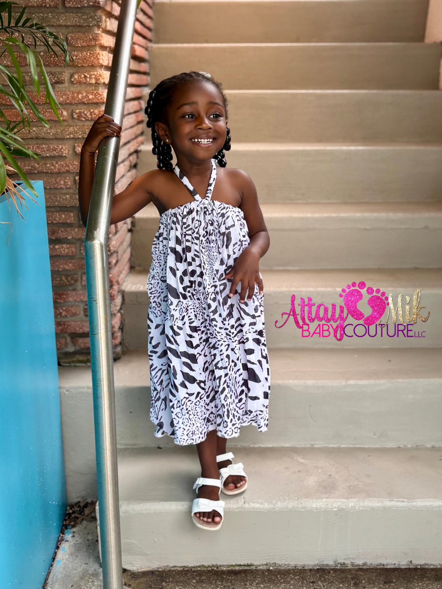 Pleated Print Dress. (Non Cultural)