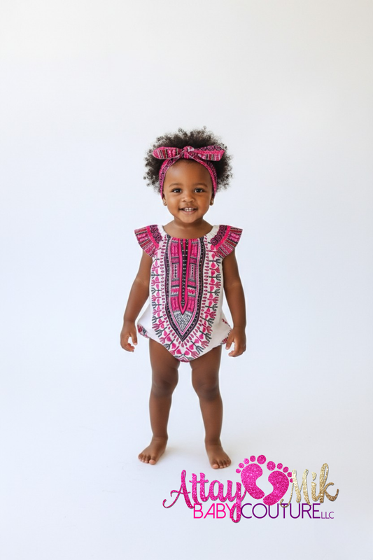 Pink Dashiki Romper