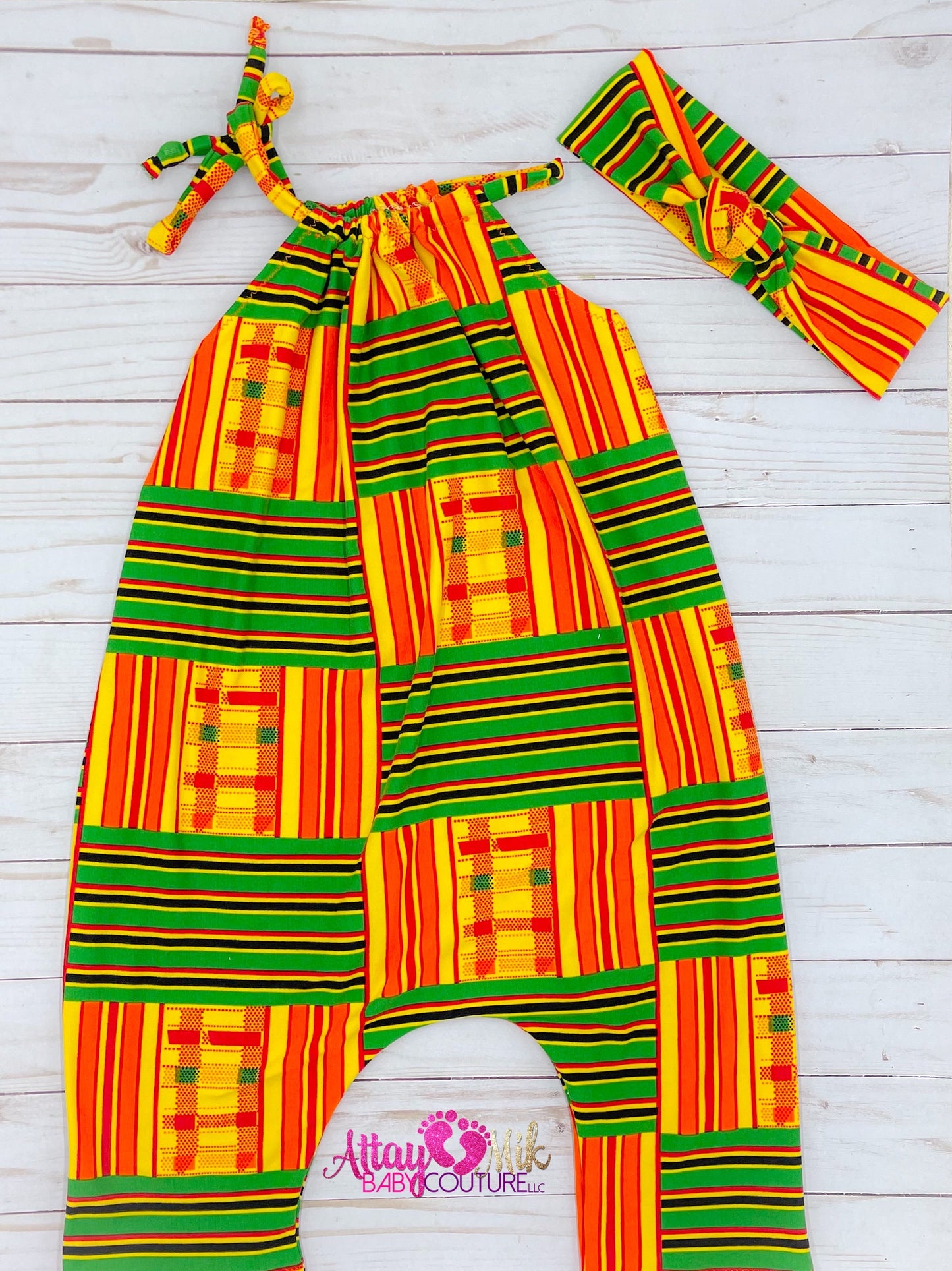 Kente Lineal Romper