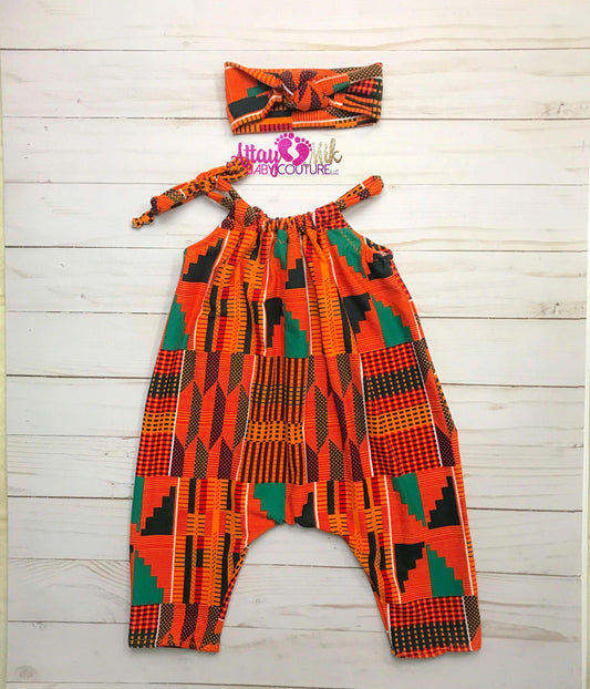 Kente Cloth Kids Romper
