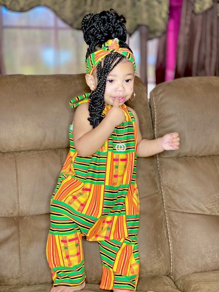 Kente Lineal Romper